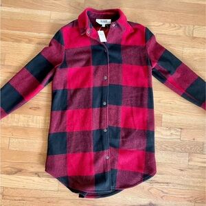 NWT BB Dakota Steve Madden Red Buffalo Plaid long jacket Womens Small
